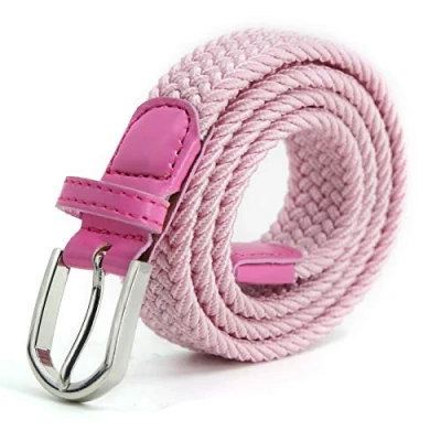 Afbeelding van AnJuHoPa Ceinture élastique multicolore pour garçons et filles de 2,5 cm large 80 long à la mode durable facile utiliser, Rose, Longueur 80cm