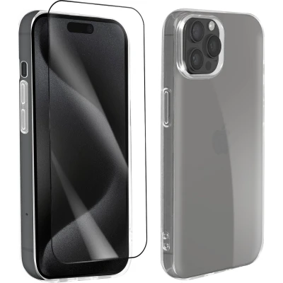Afbeelding van Bigben Connected Telefoonhoesje + 2,5D Screenprotector geschikt voor iPhone 15 Pro Max Transparant