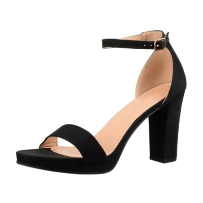 Afbeelding van Elara Dames pumps hoge hakken chunkyrayan, Zwarte Madrid hak ca. 9 cm, 36 EU