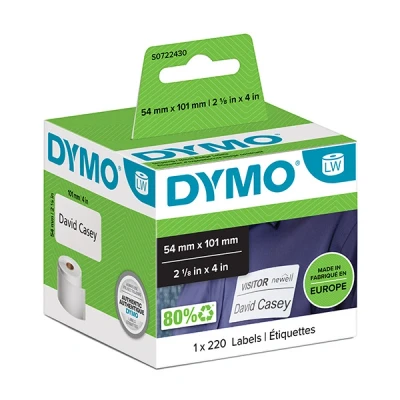 Image de DYMO LW Grandes Étiquettes d&#039;Expédition/Cartes Nominatives Authentiques Blanc (54 x 101 mm