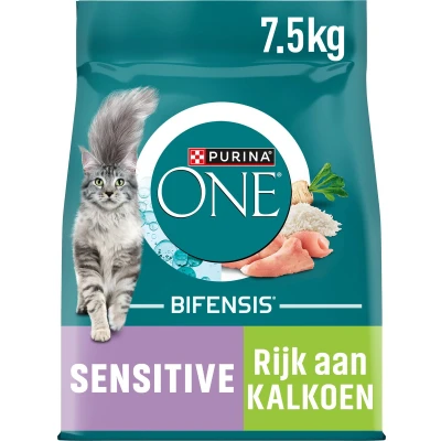 Afbeelding van Purina ONE Adult Sensitive Kattenvoer Droogvoer Kalkoen 7.5 kg