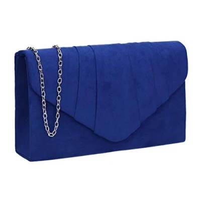 Afbeelding van SwankySwans Iggy Suede Velvet Envelope Party Prom Clutch Bag Damestas (2 stuks), Blauw (Royal Blue)