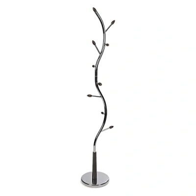 Afbeelding van Versa Swindon kledingrek, minimalistische stijl, met 9 haken of kleerhangers voor kleding tassen, afmetingen (h x b l) 185 30 cm, metaal, kleur: zilver