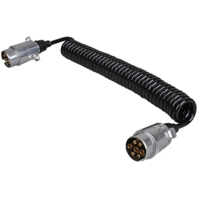Afbeelding van Pro Plus Spiraalkabel Verlengkabel 4.5 meter Kabel met 2 x 7 Polige Stekkers Metaal