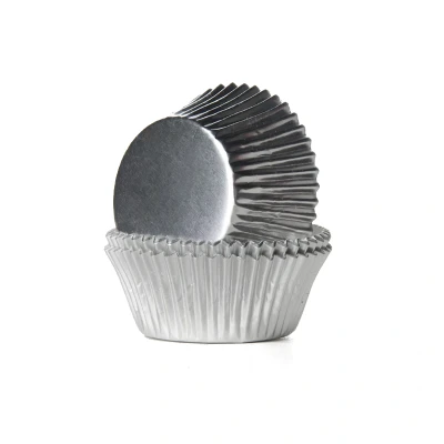 Afbeelding van Cupcake Cups HoM Folie Zilver 51x38mm. 24st.