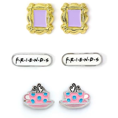 Afbeelding van The Carat Shop FRIENDS TV Show Set van 3 Oorbellen Frame Koffie Kopje Logo
