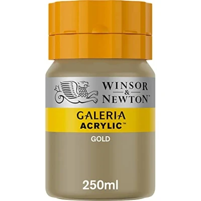 Afbeelding van Winsor &amp; Newton WN2137283 2137283 Galeria acrylverf, hoge pigmentatie, lichtecht en verouderingsbestendig, romige vloeiende consistentie 250ml Pot, Gold