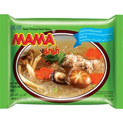 Afbeelding van MAMA Instant glazen noedels heldere soep heerlijk snel gerecht in oosterse stijl authentieke Thaise keuken 30 x 40 g
