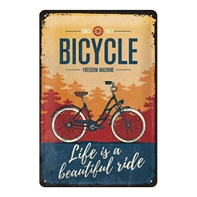Afbeelding van Metalen Wandbord Bicycle freedom machine 20x30 cm