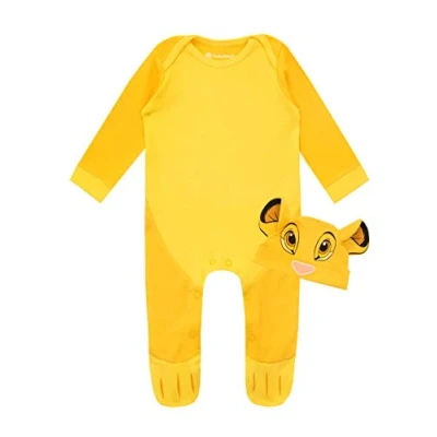 Afbeelding van Disney Set met goed en muts de koning van leeuw baby jongens Simba, Geel.