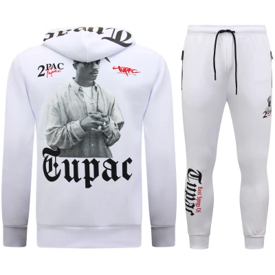 Afbeelding van Joggingpakken Heren Tupac Trainingspakken Pac Huispakken Wit Maat XXL