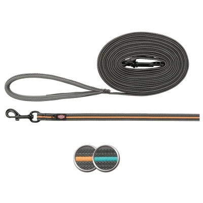 Afbeelding van Trixie Fusion Sleeplijn Anti Slip Graphite&amp;Oranje Hondenriem 10000x1.7 cm