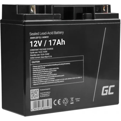 Afbeelding van Onderhoudsvrije AGM VRLA 12V 17Ah accu voor boten en fotovoltaïsche installaties.