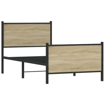 Afbeelding van Bedframe hoofd en voeteneinde metaal sonoma eiken 90x190 cm
