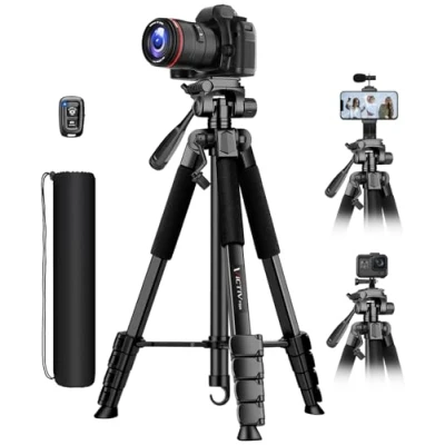 Afbeelding van Victiv 2024 Nouveau Trépied Appareil Photo, 172cm Caméra en Aluminium, Plus Stabilité &amp; Confort, Smartphone pour iPhone, Samsung, Photo avec Tête 3 Voies Canon Nikon DSLR