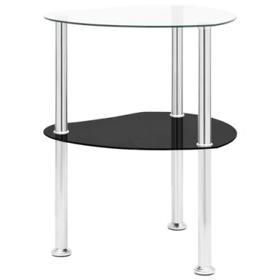 Afbeelding van Bijzettafel 2 laags 38x38x50 cm gehard glas transparant zwart