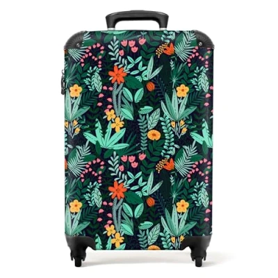 Afbeelding van NoBoringSuitcases.com® Rolkoffer, bagage voor dames en heren, cabinekoffers ruimbagage, Plantaardig patroon, Koffer