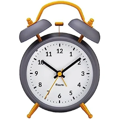 Afbeelding van Fisura Analoge wekker zonder tikken met led nachtlampje. Metaal en ABS. Afmetingen: 11,7 x 5,5 16. 9 cm wijzerplaat (grijs)
