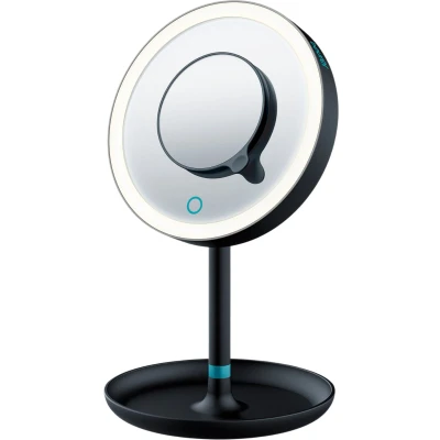 Afbeelding van Beurer BS 45 Make up spiegel Limited Edition 2023 Staand LED verlichting rondom Magnetische extra met 5x vergroting Dimmer Rond: doorsnede 17,5cm 3 Jaar garantie Zwart/aqua