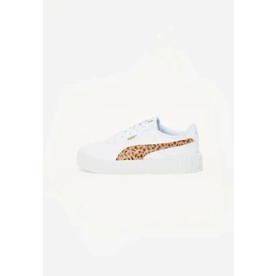Afbeelding van PUMA Carina 3.0 Animal PS Meisjes Sneakers White Light Sand Gold