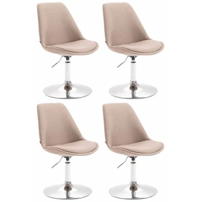 Image de CLP Lot de 4 Chaises salle à manger Maverick tissu avec pied trompette , Taupe/Chrome