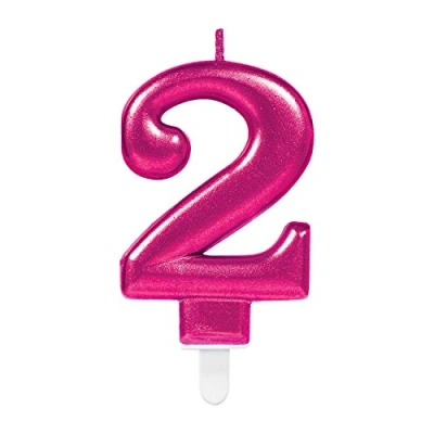 Afbeelding van Amscan Verjaardagskaars 2 Roze 9,3 Cm