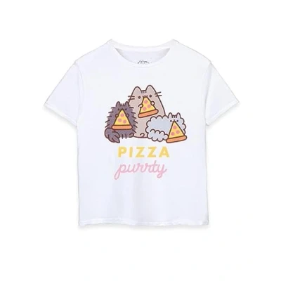 Afbeelding van Pusheen Big Girls Wit T shirt met korte mouwen Pizza Purrty Cat Design Schattige Merchandise Comfortabel &amp; Stijlvol Perfect cadeau voor kattenliefhebbers,