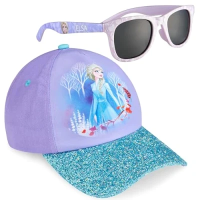 Afbeelding van Disney 100% UV zonnebril voor meisjes en verstelbare pet set, Paars.