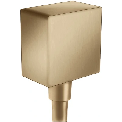 Afbeelding van Hansgrohe FixFit muuraansluitbocht Square met terugslagklep Brushed