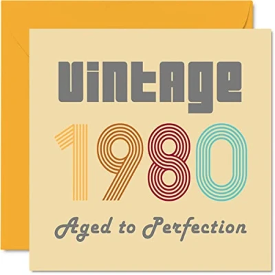 Afbeelding van Verjaardagskaarten 44 jaar voor mannen en vrouwen Vintage 1980 Aged To Perfection Grappige verjaardagskaart hem haar, 145 mm x beste vriendin, mama, papa, broer, zus,