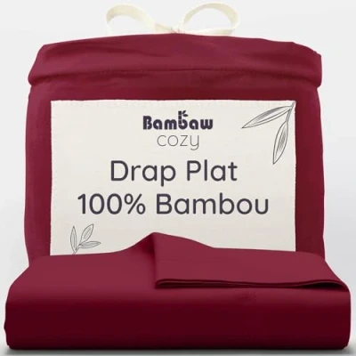 Afbeelding van Bamboe laken 270cm x 290 Bourgondy Bovenlaken 2 Persoons Extra breed Beddengoed Ultrazacht plat Luxe Hypoallergeen lakens Puur Viscose Rayon Ultra ademende Stof Bambaw