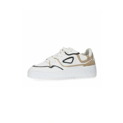 Afbeelding van Sacha Dames Witte leren sneakers met beige details Maat 41