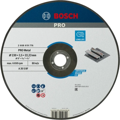 Afbeelding van Bosch Accessories Standard for Metal 2608619776 Doorslijpschijf gebogen 230 mm 1 stuk(s) Metaal