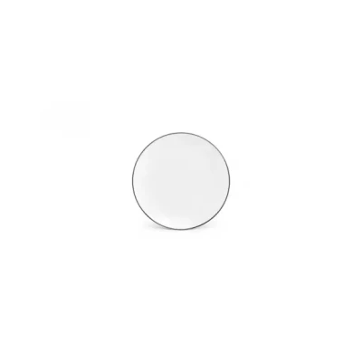Afbeelding van BonBistro Plat bord 20,5cm coupe black rim Basic White (Set van 6)