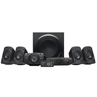 Afbeelding van Logitech Z906 luidsprekersysteem met 5.1 surround sound, THX, Dolby &amp; DTS gecertificeerd, 1000 watt vermogen, meerdere apparaten, ingangen, afstandsbediening, UK aansluiting, PC/PS4/Xbox/TV