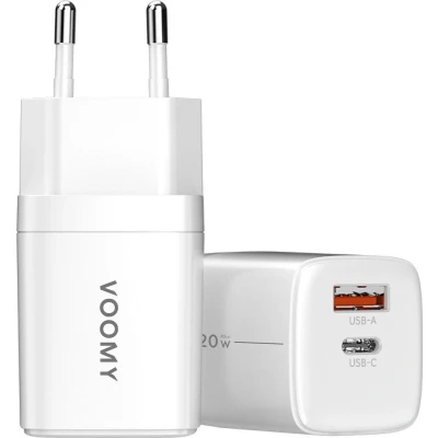 Afbeelding van Voomy Snellader 20W USB A &amp; C Wit