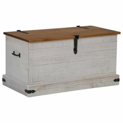 Afbeelding van vidaXL Opbergkist HALDEN wit 91x48x47 cm massief grenenhout