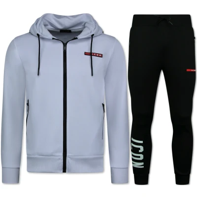 Afbeelding van ICON Joggingpakken Heren Trainingspakken Huispakken Volwassenen 11759 Wit/Zwart