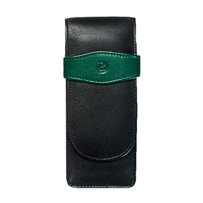Afbeelding van Pelikan 924092 leren etui voor 3 pennen, zwart/groen