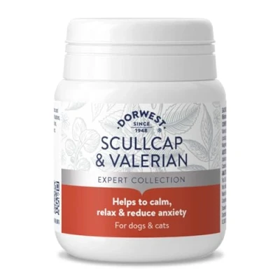 Afbeelding van Dorwest Herbs Scullcap &amp; Valeriaan Kalmerende tabletten voor honden en katten, 100 tabletten, natuurlijke rustgevende supplementen om stress angst te verlichten, suikervrij, slaperig