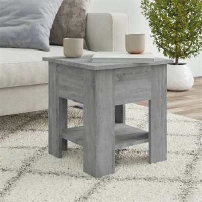 Afbeelding van Salontafel 40x40x42 cm bewerkt hout grijs sonoma eikenkleurig
