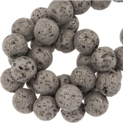 Afbeelding van Lava Electroplated Kralen (6 mm) Silver (63 Stuks)
