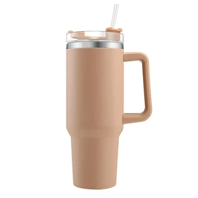 Afbeelding van Dubbelwandige roestvrijstalen thermosbeker met handvat, 1200 ml, voor warme en koude dranken (curry)