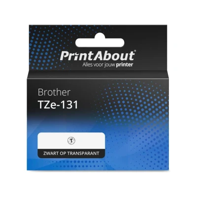 Afbeelding van Huismerk Brother TZe 131 Tape Zwart op transparant (12 mm) 5 pack