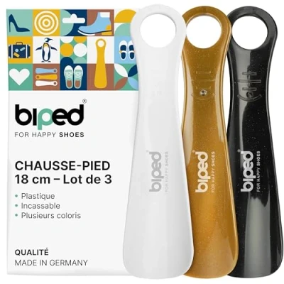 Afbeelding van biped Set van 3 schoenlepels kunststof 18 cm schoenlepel gemaakt in Duitsland Z1570 (edel wit)