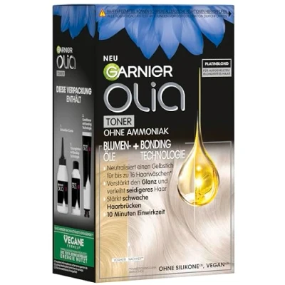 Afbeelding van Garnier Olia Toner 10.01 platinablond, anti vergeling, intensieve kleuring voor blond haar, strengen, balayage en schaduw, veganistische formule zonder ammoniak, glans soepelheid