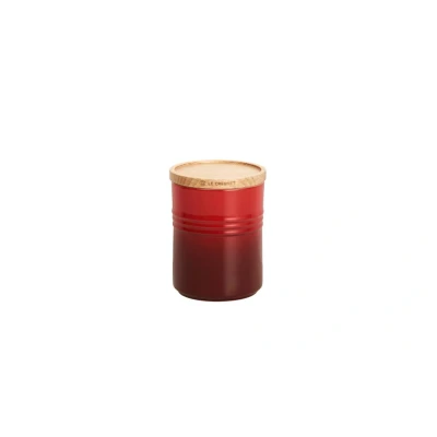Afbeelding van Le Creuset Aardewerken Voorraadpot Met Houten Deksel In Kersenrood 10cm 540ml