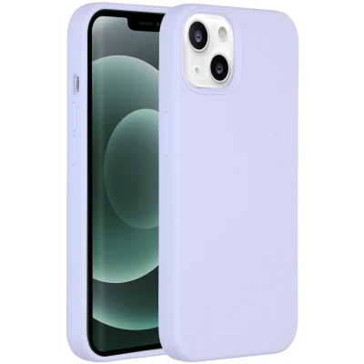Afbeelding van Accezz Hoesje Geschikt voor iPhone 13 Mini Siliconen Liquid Silicone Backcover Paars