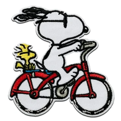 Afbeelding van Mono Quick Peanuts © Snoopy Fiets Overdrukpatches Appliques om op te naaien Patches, Grootte: 7,8 x 7,4 cm