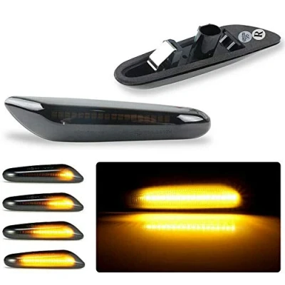 Afbeelding van GSRECY sequentieel knipperlicht knipperend amber led voor E90 E91 E92 E93 E46 E60 E53 X3 E83 X 1 E84 E81 E82 E87 E88, rooklens